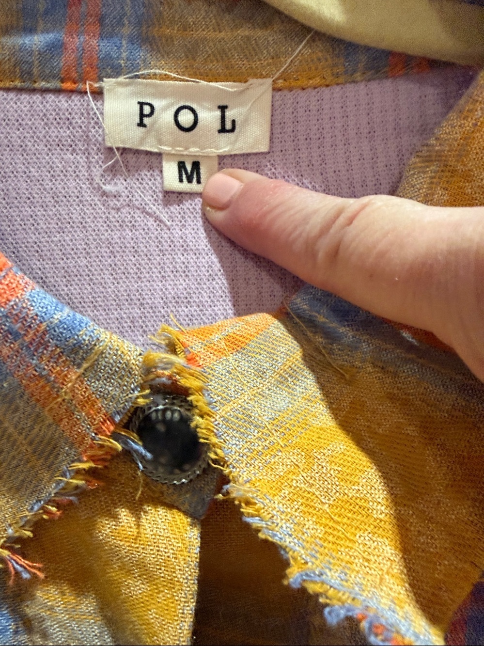 POL Multi Patchwork Button-Down Shacket in Pink, Purple, Gold & Orange-NWOT-Sz M - Picture 2 of 11
